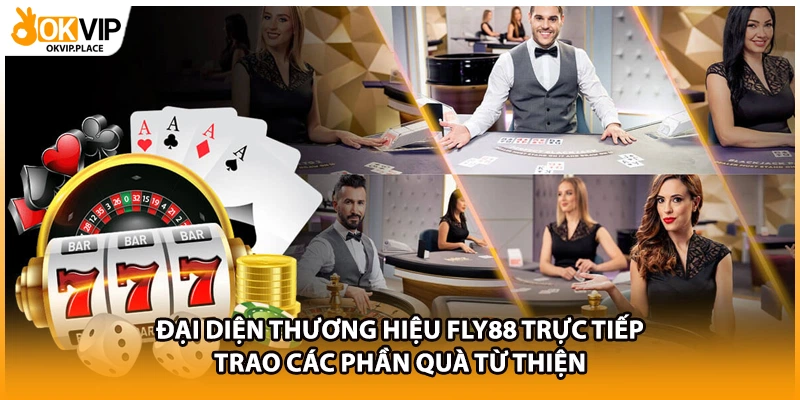 Đại diện thương hiệu FLY88 trực tiếp trao các phần quà từ thiện